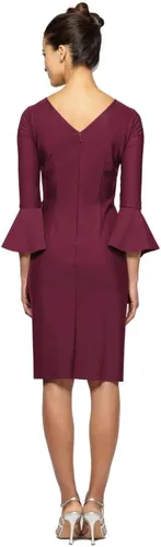 Vista 2 de Alex Evenings Womens Slimming Short Cocktail Dress with Bell Sleeves, Wedding Guest (Petite and Regular Sizes)