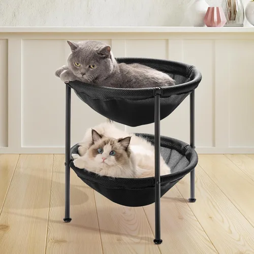 Vista 9 de JUNSPOW Cubierta de red de repuesto dedicada para cama de gato, transpirable, suave y duradera (negro)