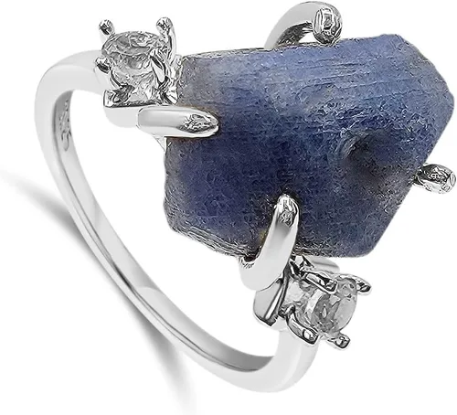 Vista 28 de Anillo de cristal crudo real con piedra natal, plata de ley, oro blanco, regalo de joyería para ella, regalo de Navidad, Día de la Madre
