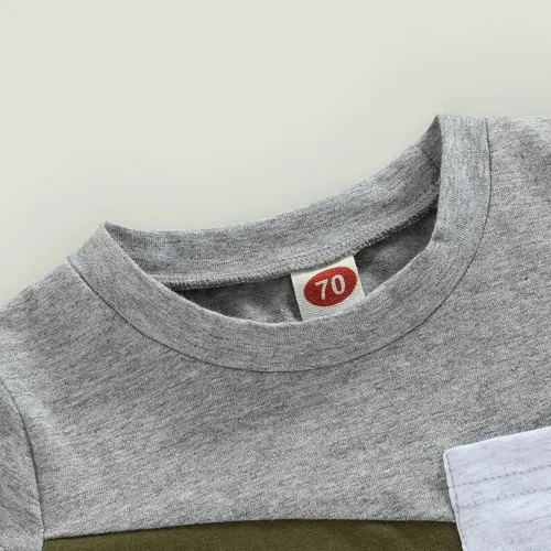 Vista 33 de Conjunto de ropa casual de manga corta con botones y pantalones cortos de lino para bebés y niños pequeños