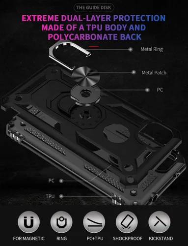 Vista 3 de ADDIT Funda 4A 4G para Google Pixel 4a 4G, con anillo de soporte, soporte ajustable, grado militar, protección resistente, a prueba de golpes