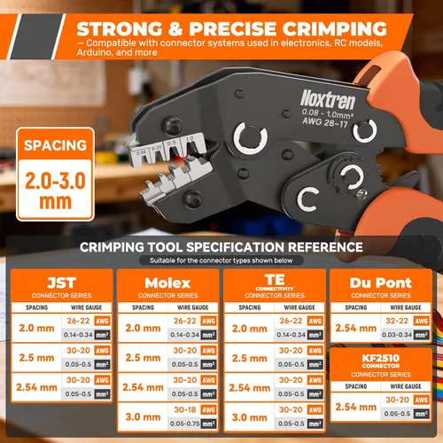 Vista 6 de JST-PH Kit de conectores de 0.079 in y JST-SYP de 0.098 in con herramienta de crimpado de trinquete AWG28-17, juego de terminales de cable de 21