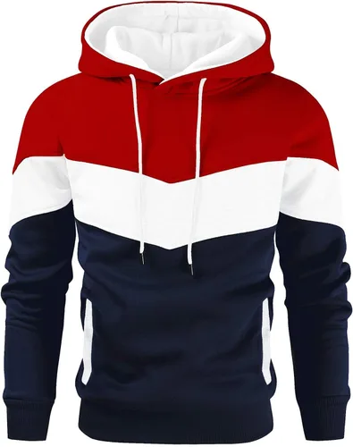 Vista 20 de Gesean - Sudadera con capucha para hombre, diseño de bloques de color, estilo suéter, manga larga, casual, con bolsillo