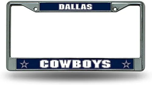 Vista 23 de Rico Industries NFL Fan Shop - Marco de matrícula cromado estándar Color del