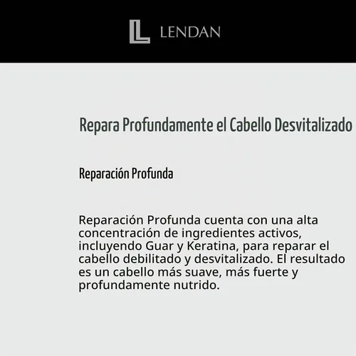 Vista 5 de Lendan - Mascarilla Reparadora Capilar - Reparación Profunda - 16.9 fl oz - Para Cabello Dañado - Con Queratina Hidrolizada - Mejora el Brillo