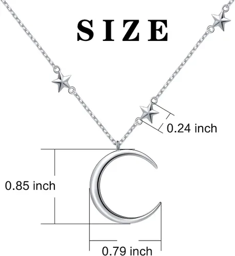 Vista 6 de Collar con dije de luna creciente y estrella de plata esterlina S925