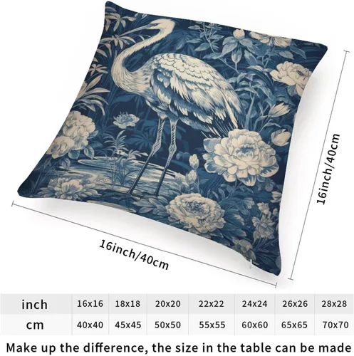 Vista 2 de ArogGeld Chinoiserie - Funda de almohada decorativa con diseño de pájaro y pájaro azul con flores y pájaros asiáticos, funda de cojín decorativa