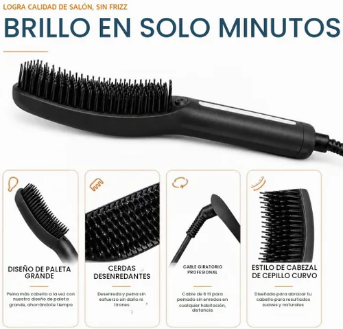 Vista 3 de Speedy - Cepillo alisador de pelo de precisión para mujer, cepillo térmico profesional de cerámica con pantalla LED, control de temperatura de 170