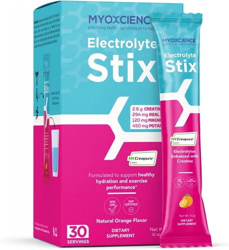 Vista 12 de MYOXCIENCE Electrolyte STIX Polvo de electrolito de creatina Recuperación del ejercicio y el desarrollo muscular con sal real