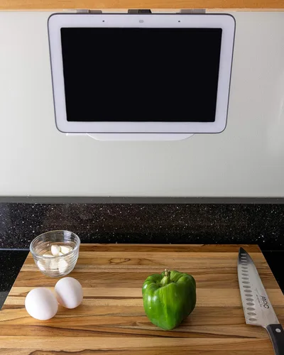 Vista 5 de Google Nest Hub Home Kitchen Under Cabinet Mount Bracket All Hardware Included (White)