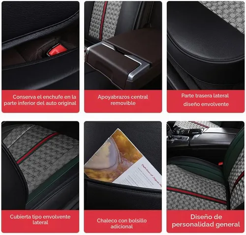 Vista 6 de Aoyade Fundas de asiento de automóvil de 5 asientos, cojín universal de lujo para el 97% de los modelos, juego completo con almohada, asiento de Gris