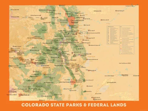 Vista 7 de Colorado State Parks & Federal Lands 18x24 Poster (Camel & Slate Blue)