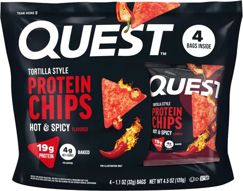 Vista 33 de Quest Nutrition Chips de proteína, barbacoa, 0.78 oz de proteína, 0.11 oz de carbohidratos netos, 130 cals, bolsa de 1.1 onzas, 1 unidad, alto