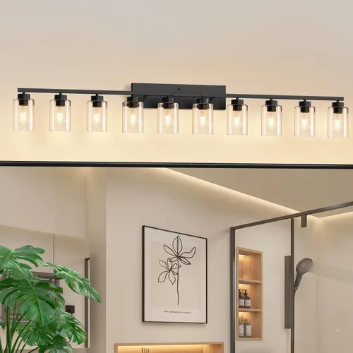 Vista 11 de IZORRO Lámparas de baño, modernas luces de tocador, accesorios de iluminación de baño sobre espejo con pantalla de vidrio transparente, aplique
