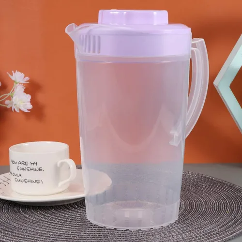 Vista 2 de Jarra de limonada para bebidas, tetera de jugo con tazas, hervidor de agua fría de plástico, jarra de agua transparente, jarra de té helado, jarra