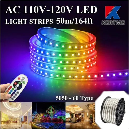 Vista 22 de Tira de luces LED 5050-60 tipo CA de 110-120 V, flexible, impermeable, regulable, multimodos de luz LED + control remoto de 23 teclas para Blanco