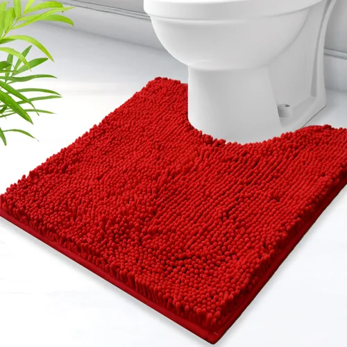 Vista 18 de Alfombras de baño en forma de U, alfombras de baño de felpilla súper absorbentes y respaldo antideslizante de PVC fuerte para inodoros, lavables a