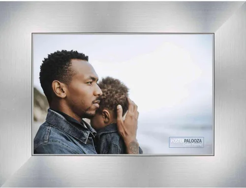 Vista 9 de Poster Palooza 5x5 Inch Contemporary Silver Complete Wood Square Picture Frame with UV Acrylic Plexiglass, Foam Board Backing & Hardware Included