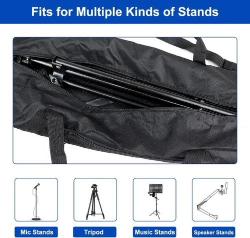 Vista 3 de Funda de transporte para trípode, bolsa de trípode Oxford 600D de 30 pulgadas con correas para el hombro y asas duales, cremalleras completas