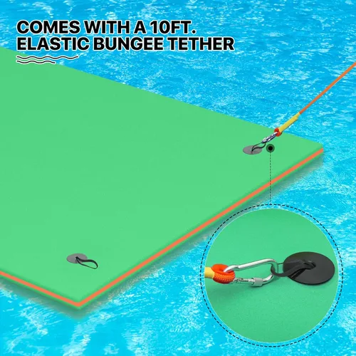 Vista 6 de MADOG - Alfombra de agua flotante para exteriores, para adultos, flotadores gigantes de piscina de 12 pies/18 pies para piscina, lago y océano, 3