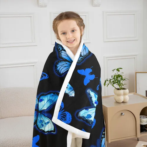 Vista 6 de Feelyou Butterfly Throw Blanket Butterflies Print Soft Fleece Sherpa Cozy Fuzzy Plush Warm Glitter Colorful Fuzzy Plush Throw Animal 40"x50" for Bed