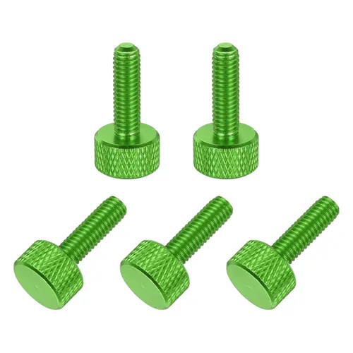 Vista 103 de MECCANIXITY 5 piezas M6x14mm Tornillos de pulgar estriado de cabeza plana, pernos de rosca completa de aleación de aluminio sólido para carcasas