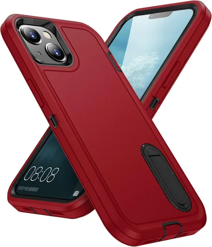 Vista 15 de IDweel Funda para iPhone 15 con soporte, protección resistente a los golpes, antiarañazos, delgada, ligera, protectora resistente, funda rígida