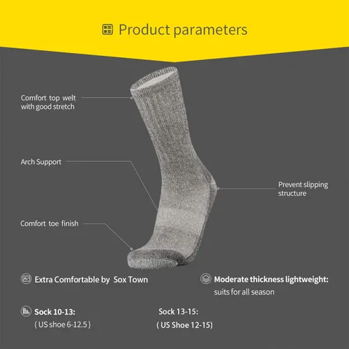 Vista 5 de SOX TOWN Calcetines de lana merino que absorben la humedad para exteriores senderismo senderismo calcetines para hombres paquete de 4