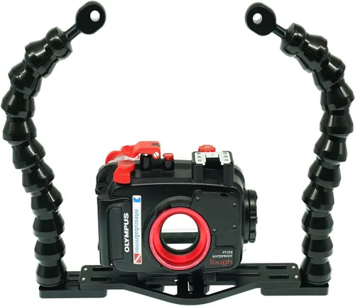 Vista 5 de Nitescuba Bandeja doble flexible para cámara subacuática - Soporte estabilizador de mano para GoPro, Sony RX100 y PT-059 carcasa de cámara compacta
