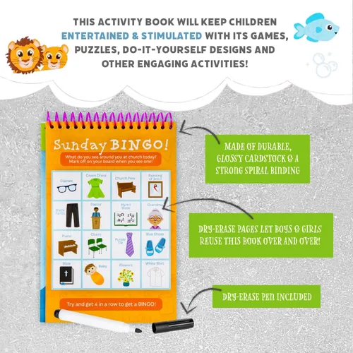 Vista 3 de Libro de Actividades para Niños "Mamá, Estoy Aburrido" de Squirrel Products, Divertido Juguete Reutilizable de Borrado en Seco - Esenciales