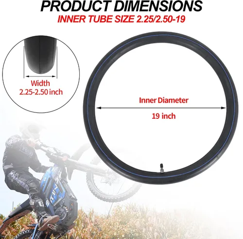 Vista 6 de RUTU 70/100-19 2.25/2.50-19 - Tubo interior de motocross, tubos resistentes de 0.079 pulgadas de grosor reforzado para motocross de 19 pulgadas