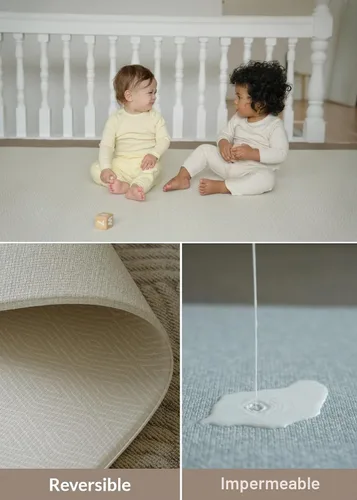 Vista 4 de Baby Care - Alfombra de juego (grande, diseño de Hygge, Aztec & Arbor) de 82 x 55 pulgadas, original de una pieza, reversible, enrollable