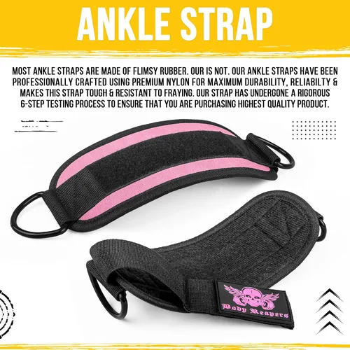 Vista 9 de Accesorio de cable de tobillo para gimnasio con correa ajustable, anillos en D dobles duraderos y diseño acolchado para ejercicios de glúteos