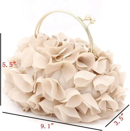 Vista 2 de Bolsos de mano florales para mujer, bolso de mano de satén para noche, fiesta, graduación, bolsos de novia