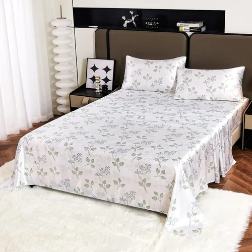 Vista 9 de YIYEA Sábanas de satén, estampado floral, lujosas sábanas de tamaño King de tacto sedoso, elegante juego de sábanas de satén liso, bolsillo profundo
