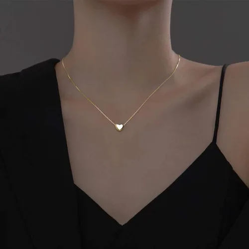 Vista 5 de SLUYNZ Collar con colgante de corazón de plata de ley 925 genuina para mujer, gargantilla simple y dulce corazón