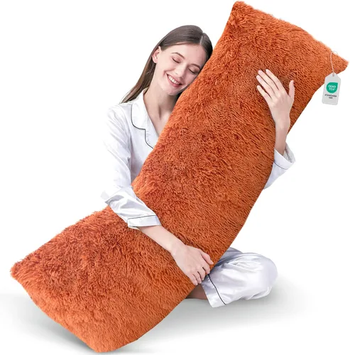 Vista 11 de Cheer Collection Almohada larga para el cuerpo, almohada larga suave y mullida para sofá y cama, almohada de felpa para dormir de lado, almohada