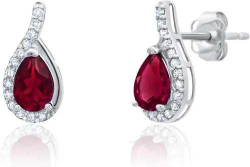 Vista 9 de 14K Yellow or White Gold 6x4mm Gemstone Pear Shape Drop Stud Earrings Azul zafiro creado