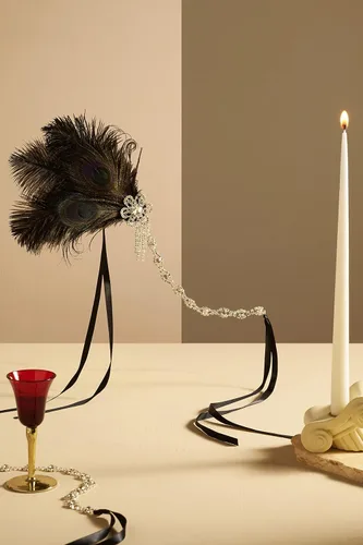 Vista 7 de BABEYOND Diadema de plumas estilo flapper de los años 20, tocado de gran Gatsby de los años 20