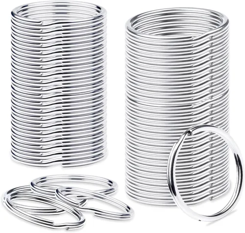 Vista 8 de Anillos divididos de acero inoxidable, llavero de metal de 1.1 pulgadas, anillos de llavero plateados a granel, llaveros redondos, anillos para 30
