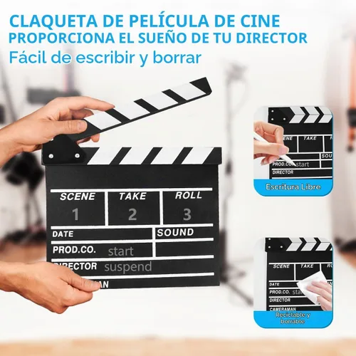 Vista 4 de KISEER Tablero de madera para película de 12 x 11 pulgadas, tablilla de película de madera (negro)