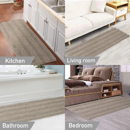 Vista 7 de Turquoize Paquete de alfombra de baño de chenilla, alfombra de baño de 59 x 20 pulgadas y juego de alfombras de baño de 32 x 20 pulgadas/20 x 20
