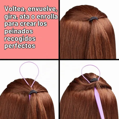Vista 5 de Conair Topsy - Herramienta para el cabello de cola de caballo, incluye kit de peinado incluido - Juego de 5 piezas Negro