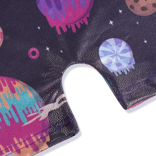 Vista 111 de HOZIY Leotardos de gimnasia para niñas, trajes de ciclismo con patrón adorable brillante
