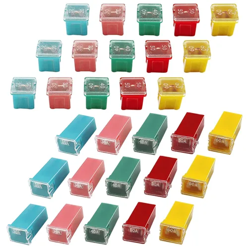 Vista 6 de Taiss - Juego de 30 fusibles en forma de caja, fusibles automotrices de perfil alto/estándar y bajo, fusibles automotrices de 20 A, 30 A, 40 A, 50