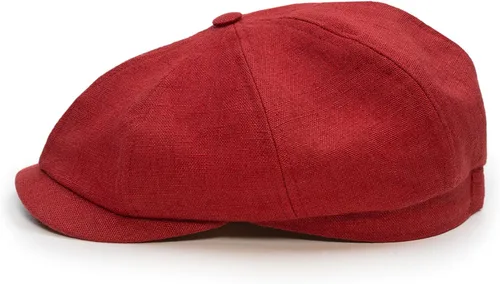 Vista 10 de Sterkowski Modelo Rowdy Gorra de periódico 100% lino para hombre y mujer Airy 8 paneles Paperboy Cap Beige