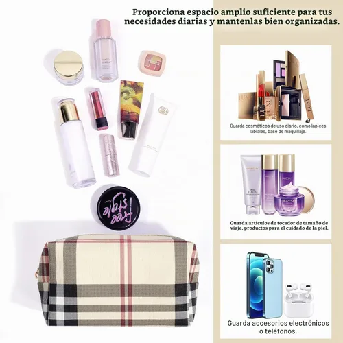 Vista 3 de MAANGE Bolsa de maquillaje pequeña de 2 piezas, Caqui