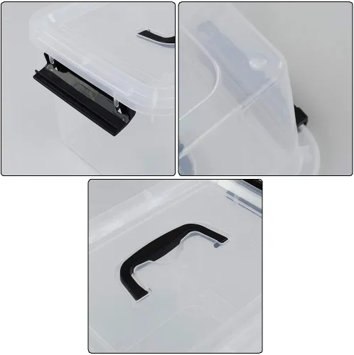Vista 3 de Farmoon Contenedor de almacenamiento con tapa transparente de 6 cuartos de galón, caja de contenedores de plástico, 6 paquetes Transparente y negro