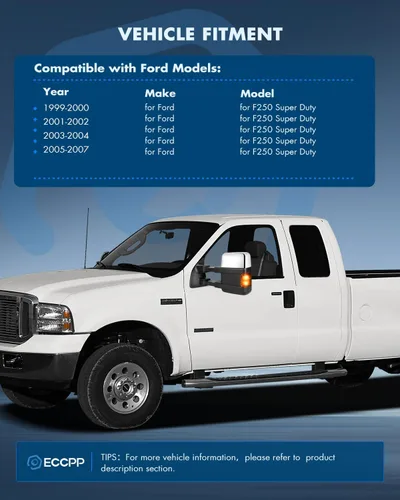 Vista 2 de ECCPP Espejo de remolque de repuesto para Ford 1999-2007 para F250 para F350 F450 F550 Super Duty Espejos de remolque con calefacción eléctrica
