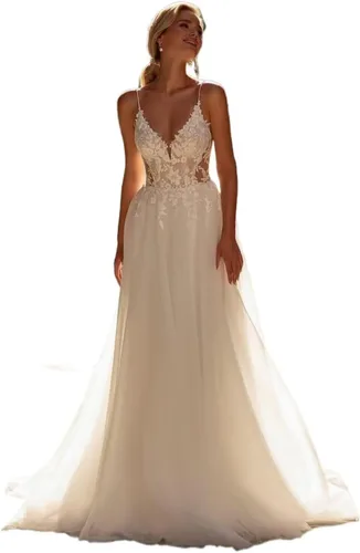 Vista 50 de Vestido de novia formal sin tirantes con encaje, largo de sirena para mujer 2019 WD162
